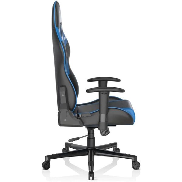 DXRacer Prince Series Ergonomic Gaming Chair Black/Blue – Adjustable Armrests, Lumbar & Neck Support, PU Leather, Model GC-P132-NB-F2-158 - Image 3