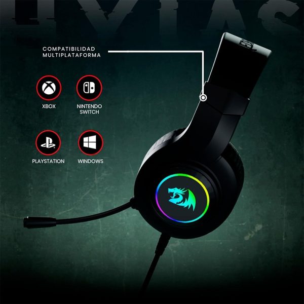 Redragon Hylas H260 Wired RGB Gaming Headset with Microphone – Multi-Platform Compatibility with Xbox One, PS4, PS5, Nintendo Switch, PC & Laptops - Image 3