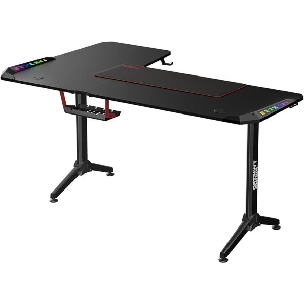 Twisted Minds Warrior L-Shaped Gaming Desk – RGB Lighting, Right-Side Configuration, Spacious Desktop with Cable Management, Model TM-Y-RB-RGB – Black - Image 3