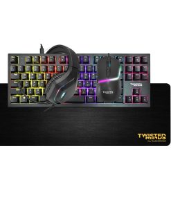 Twisted Minds TM-HORIZON-X 4-in-1 Wired Gaming Combo – Keyboard, Adjustable DPI Mouse, Steady-Light Headset & Mouse Pad – Black