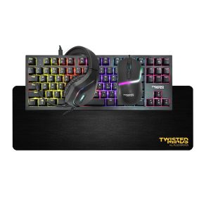 Twisted Minds TM-HORIZON-X 4-in-1 Wired Gaming Combo – Keyboard, Adjustable DPI Mouse, Steady-Light Headset & Mouse Pad – Black
