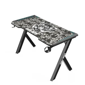 Call of Duty Hawksbill Series RGB Gaming Desk – Flowing Light, Mouse Pad, Headphone Hook & Cup Holder, Black/Grey