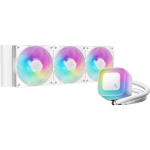 DeepCool LE360 WH V2 Liquid CPU Cooler – 360mm Radiator, 3x 120mm aRGB Fans, Anti-Leak Tech, White