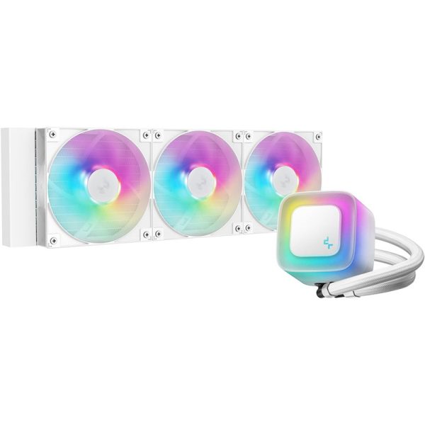 DeepCool LE360 WH V2 Liquid CPU Cooler – 360mm Radiator, 3x 120mm aRGB Fans, Anti-Leak Tech, White