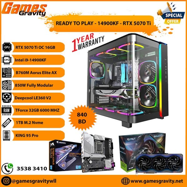 Intel i9-14900KF – NVIDIA RTX 5070 Ti OC 16GB (Triple Fan)