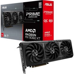 ASUS Prime RX 9060 XT OC 8GB Graphics Card, PCIe 5.0, Dual BIOS, Axial-Tech Fans, 2.5-Slot – HDMI & DP 2.1