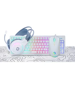 GAMEON GO-CYPHERW-XL-W 4-in-1 Gaming Combo – Keyboard, Headset, Mouse & XL Mousepad – White