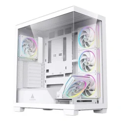 Acegeek Nebula White ATX Gaming Case – 5x RGB Fans, Tempered Glass, 360mm Radiator Support