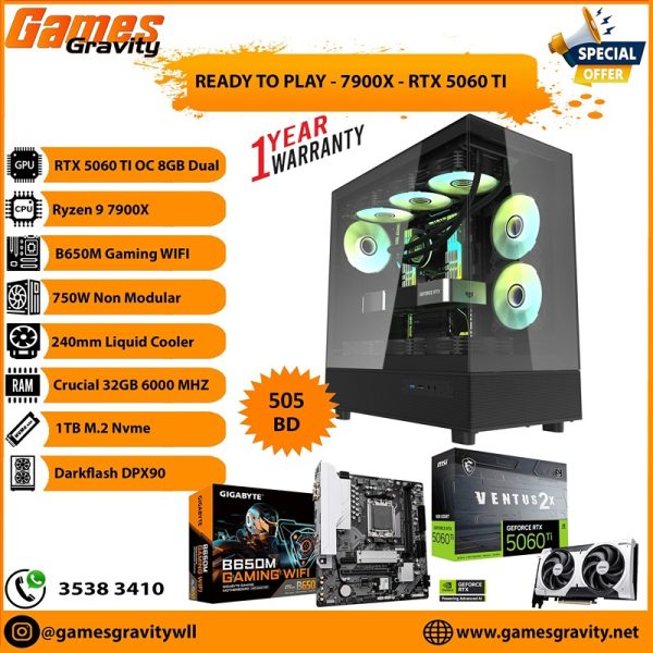 Ryzen 9 7900X – NVIDIA RTX 5060 Ti OC 8GB