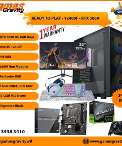 Intel i5-12400F – NVIDIA RTX 5060 OC 8GB (Monitor, Keyboard, Headset, Mouse, Mousepad)