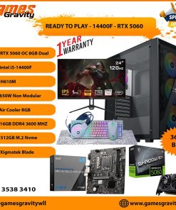 Intel i5-14400F – NVIDIA RTX 5060 OC 8GB (Monitor, Keyboard, Headset, Mouse, Mousepad)