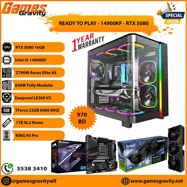 Intel i9-14900KF – NVIDIA RTX 5080 GAMING PRO 16GB (Triple Fan)