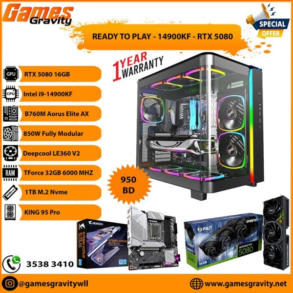 Intel i9-14900KF – NVIDIA RTX 5080 GAMING PRO 16GB (Triple Fan)