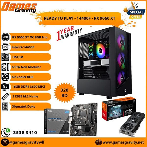 Intel i5-14400F – AMD RX 9060 XT OC 8GB (Triple Fan)