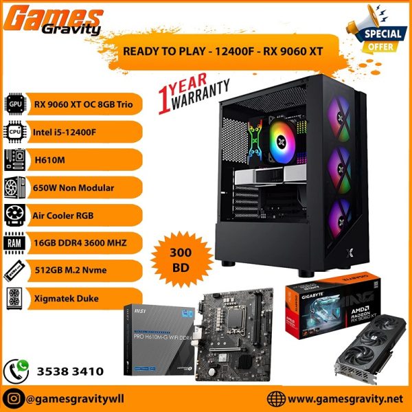 Intel i5-12400F – AMD RX 9060 XT OC 8GB (Triple Fan)