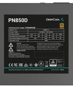Alternative view of DeepCool PN850D 850W Power Supply – 80 Plus Gold, Non-Modular, Active PFC, 120mm Fan, Black
