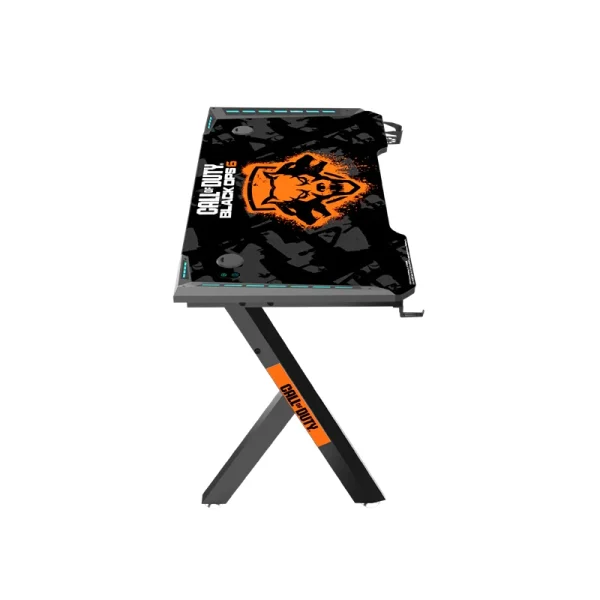 Call of Duty Hawskbill BLKOPS6 RGB Flowing Light Gaming Desk – Full-Table Mouse Pad, Headphone Hook & Cup Holder - Image 2