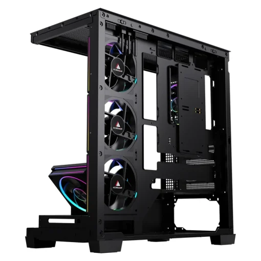 Acegeek Nebula Black ATX Gaming Case – 5x RGB Fans, Tempered Glass, 360mm Radiator Support - Image 2