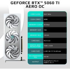 White RTX 5060 Ti AERO OC 16GB GPU for Gaming in Bahrain