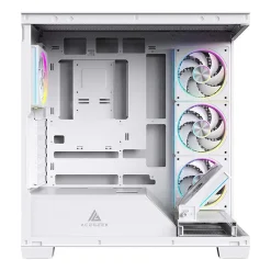 Alternative view of Acegeek Nebula White ATX Gaming Case – 5x RGB Fans, Tempered Glass, 360mm Radiator Support