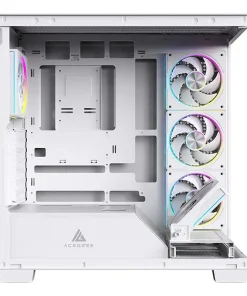 Alternative view of Acegeek Nebula White ATX Gaming Case – 5x RGB Fans, Tempered Glass, 360mm Radiator Support