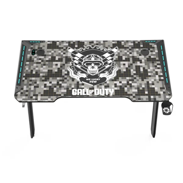 Call of Duty Hawksbill Series RGB Gaming Desk – Flowing Light, Mouse Pad, Headphone Hook & Cup Holder, Black/Grey - Image 3