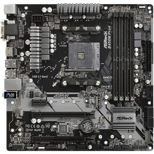 ASRock B450M PRO4 AM4 Micro‑ATX Motherboard – B450 Chipset, DDR4 Support, Dual M.2, USB 3.1, HDMI - Image 3