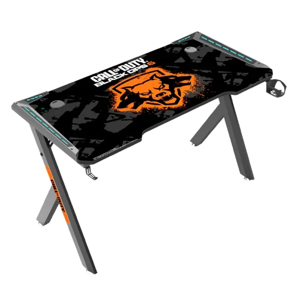 Call of Duty Hawskbill BLKOPS6 RGB Flowing Light Gaming Desk – Full-Table Mouse Pad, Headphone Hook & Cup Holder - Image 3