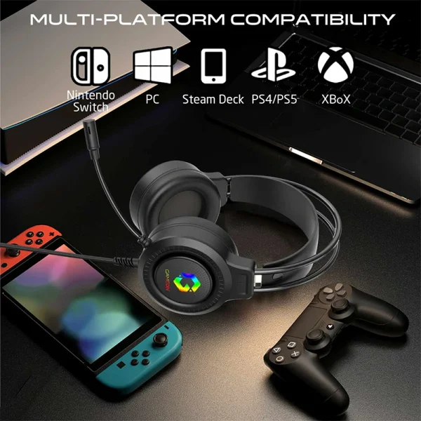 Gameon GOT101 Shadowfire RGB Gaming Headset – Surround Sound, Noise Reduction Mic, Black - Image 3
