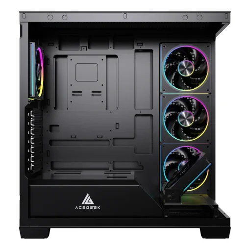 Acegeek Nebula Black ATX Gaming Case – 5x RGB Fans, Tempered Glass, 360mm Radiator Support - Image 3