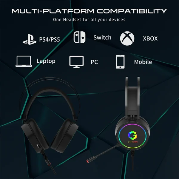 Gameon GOT200A Thunderstrike RGB Gaming Headset – Surround Sound, Noise Reduction Mic, Black - Image 3