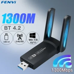 FENVI USB 3.0 Dual-Band WiFi Adapter 1300Mbps with Bluetooth 4.2 – 2.4GHz & 5GHz Wireless Network Receiver for PC & Laptop