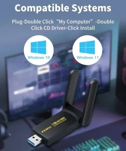 Alternative view of FENVI USB 3.0 WiFi 6 Dual-Band Wireless Adapter – 1800Mbps Speed, 2.4GHz & 5GHz Compatible