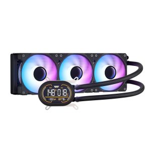 darkFlash DH360D V1.2 360mm All-in-One Liquid CPU Cooler with Display – CPU Monitoring, ARGB Sync, PWM Fans, Intel 1851/1700 & AMD AM4/AM5 – Black