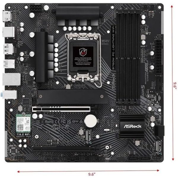 ASRock B760M PG Lightning WiFi Micro ATX Motherboard – LGA 1700, DDR5, PCIe 5.0, M.2, Wi-Fi – Supports 12th, 13th & 14th Gen Intel Core - Image 2