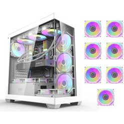 DarkFlash DS900 ATX PC Case White with 7x Pre-Installed aRGB Fans, Tempered Glass, 360mm Radiator & 10 Fan Support | DC-DS900-W-AE2