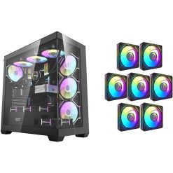 DarkFlash DS900-B ATX PC Case Black with 7x Pre-Installed aRGB Fans, Tempered Glass, 360mm Radiator & 10 Fan Support