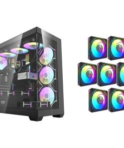 DarkFlash DS900-B ATX PC Case Black with 7x Pre-Installed aRGB Fans, Tempered Glass, 360mm Radiator & 10 Fan Support