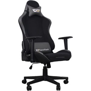 DarkFlash RC400 Gaming Chair Black, Adjustable Dual-Pillow, 350mm Wide Base, 2D Armrest, 90°-160° Reclining, Glass Lift & PU Nylon Wheels
