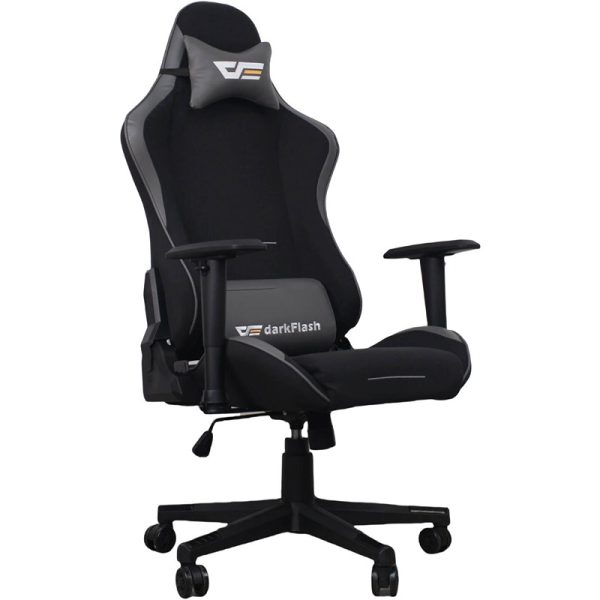DarkFlash RC400 Gaming Chair Black, Adjustable Dual-Pillow, 350mm Wide Base, 2D Armrest, 90°-160° Reclining, Glass Lift & PU Nylon Wheels