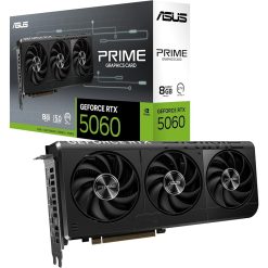 ASUS Prime GeForce RTX 5060 8GB GDDR7 (Triple Fan) Graphics Card – PCIe 5.0, HDMI 2.1, DisplayPort 2.1, Dual BIOS, SFF Ready