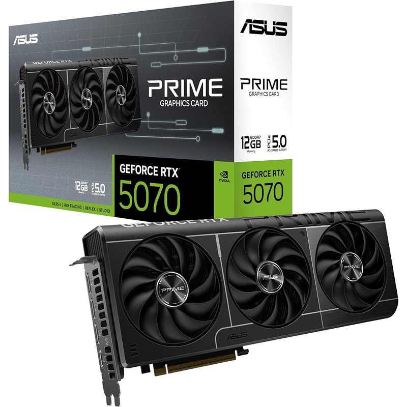 ASUS Prime GeForce RTX 5070 12GB GDDR7 SFF-Ready Gaming Graphics Card – PCIe 5.0, Dual BIOS, Axial-Tech Fans
