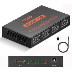 HDMI Splitter 4K 1x4 DC 5V – Distribute One HDMI Source to Four Displays