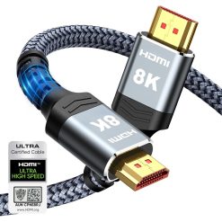 NIERBO HDMI 2.1 Cable 8K@60Hz 4K@120Hz 48Gbps Ultra High-Speed HDMI Cable for TV, Monitor, PC & Gaming Console