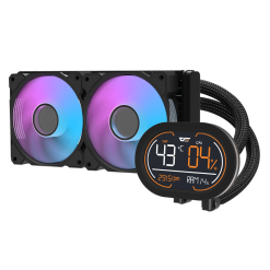 DarkFlash DH240D 240mm Liquid CPU Cooler – Aluminum Radiator, 2x 120mm Fans, Low Noise, Hydro Bearing (Black)