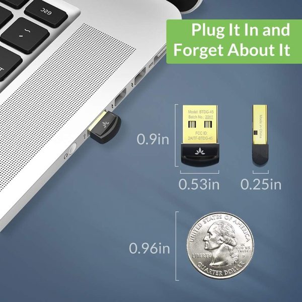 USB Bluetooth Adapter Dongle for PC Laptop Desktop, Windows 11/10/8.1/8, Connect Headphones, Speakers, Keyboards, Mice & Printers - Image 2