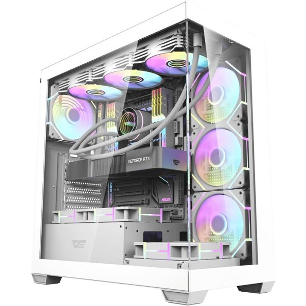 DarkFlash DS900 ATX PC Case White with 7x Pre-Installed aRGB Fans, Tempered Glass, 360mm Radiator & 10 Fan Support | DC-DS900-W-AE2 - Image 2