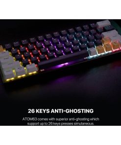Alternative view of Fantech MK874V2 Atom 63 Wired Mechanical Keyboard 63 Keys Red Switch Sky Blue | MK874V2-SB