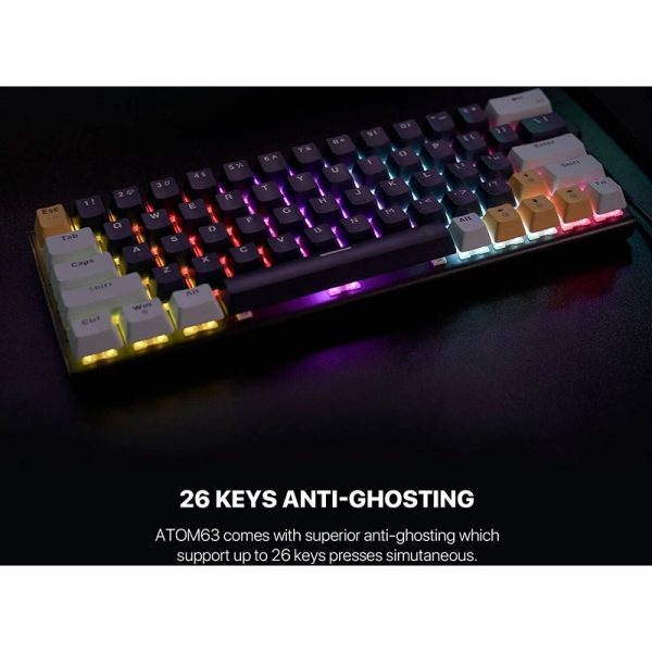 Fantech MK874V2 Atom 63 Wired Mechanical Keyboard 63 Keys Red Switch Sky Blue | MK874V2-SB - Image 2