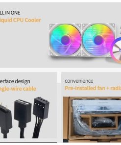 Alternative view of Darkflash DG240 240mm ARGB AIO Liquid CPU Cooler – Low Noise, 1800RPM, 315W TDP, White – Supports LGA 18XX/1700/1200/115X & AM5/AM4/AM3